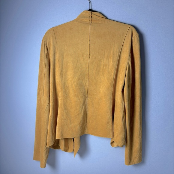 Bagatelle Faux-Suede Gold Yellow Drape-Front Jacket, Size L - Picture 3 of 6